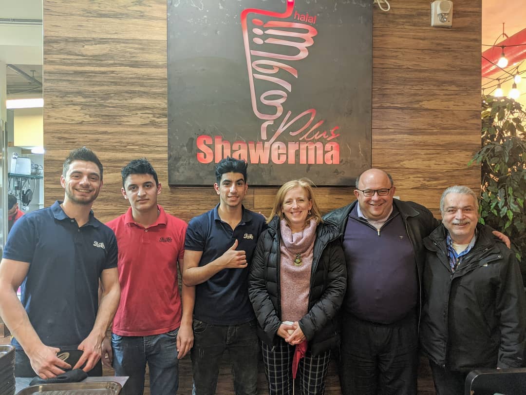 Shawerma Plus team with Waterloo and Kitchener community leaders at a local event